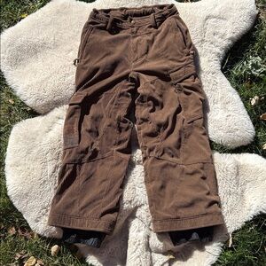 Obermeyer Snow Pant Ski Snowboard Full On Corduroy Cargo Brown Insulated Kids 10